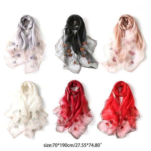 embroidered women shawls and wraps lady travel winter neck scarves1, Blue;gray