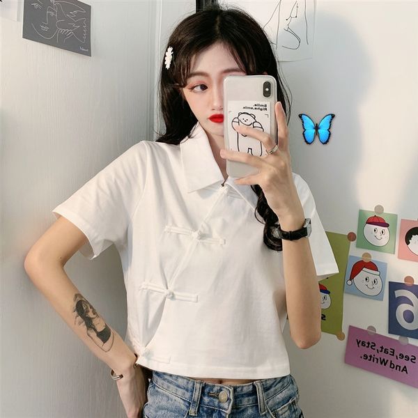 2020 t- summer women's wear korean loose pankou polo neck short sleeve shirt t-shirt for women olbcs, White
2020 t- summer women's wear korean loose pankou polo neck short sleeve shirt t-shirt for women olbcs, White