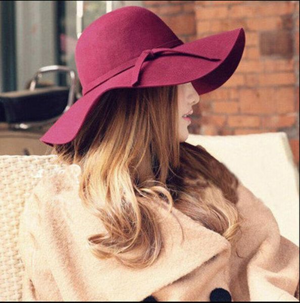 7 colours women vintage hat soft wide brim wool felt bowler fedora hat floppy cloche sun, Blue;gray
7 colours women vintage hat soft wide brim wool felt bowler fedora hat floppy cloche sun, Blue;gray