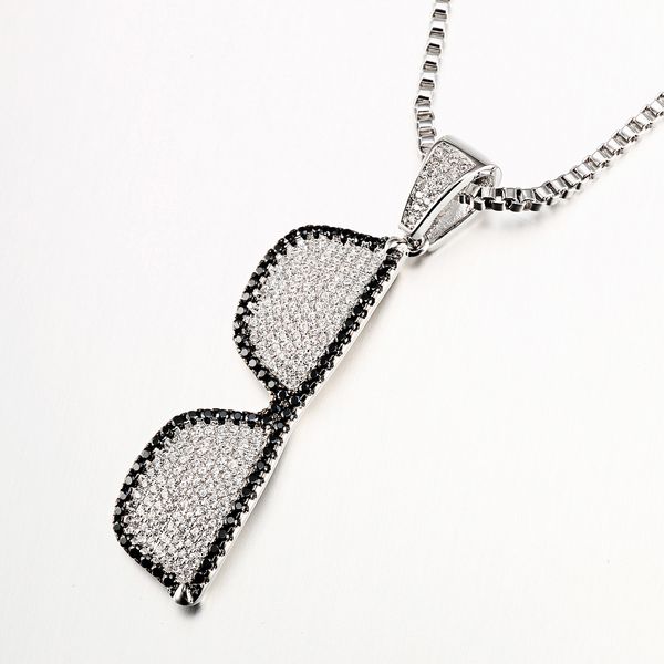 european and american style punk black and white glasses creative pendant fashionable zircon inlaid gold plated 925 sterling silver necklace
european and american style punk black and white glasses creative pendant fashionable zircon inlaid gold plated 925 sterling silver necklace