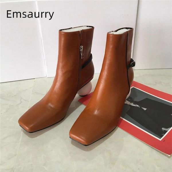 new winter 2020 genuine leather ankle boots women unique ball heel side zip buckle belt square toe strange heel woman boots1, Black
new winter 2020 genuine leather ankle boots women unique ball heel side zip buckle belt square toe strange heel woman boots1, Black