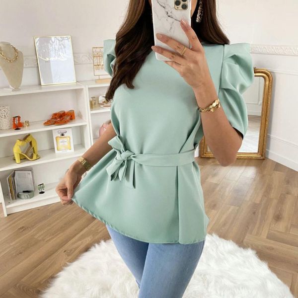 fashion solid bandage blouse shirt with belt loose o-neck casual summer ladies female women short sleeve shirt blusas, White
fashion solid bandage blouse shirt with belt loose o-neck casual summer ladies female women short sleeve shirt blusas, White