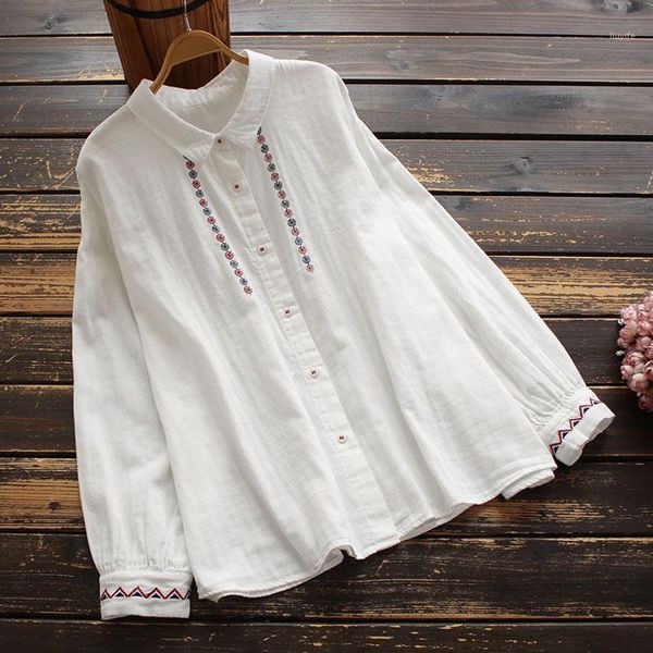 new autumn shirt women long sleeve loose flower embroidered cotton shirt female1, White
new autumn shirt women long sleeve loose flower embroidered cotton shirt female1, White
