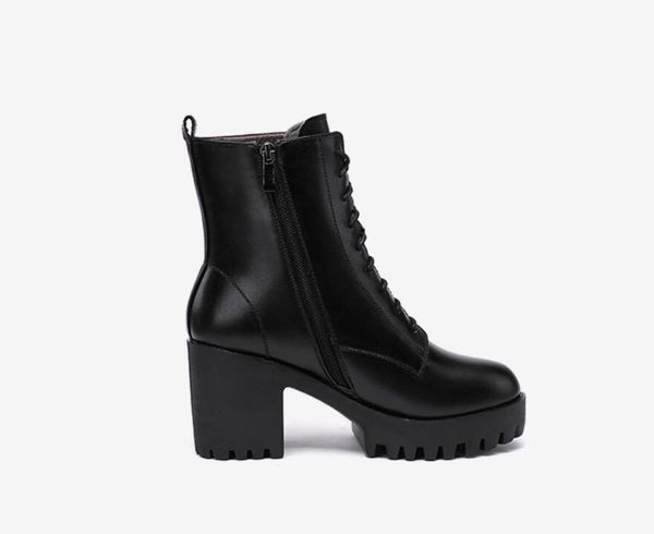 round head, thick heel, lace-up, martins, autumn/winter 2020, new style, plus velvet, british wind boots, plum-size, high-heeled ankle boots, Black
round head, thick heel, lace-up, martins, autumn/winter 2020, new style, plus velvet, british wind boots, plum-size, high-heeled ankle boots, Black