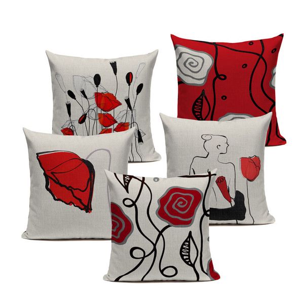 custom cushion personality creative red black flowers pillow case linen cushion cover car sofa seat home decor 45*45cm pillows
custom cushion personality creative red black flowers pillow case linen cushion cover car sofa seat home decor 45*45cm pillows