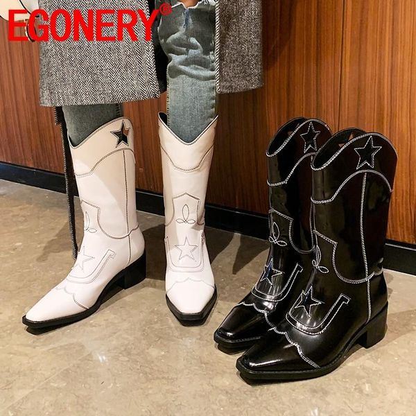 egonery woman western boots genuine cow leather mid-calf boots fashion winter star print 5cm heels women's shoes drop shipping, Black
egonery woman western boots genuine cow leather mid-calf boots fashion winter star print 5cm heels women's shoes drop shipping, Black