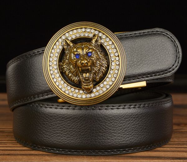 new round wolf head diamond automatic buckle real cowhide belt men's personality double-sided cowhide business belt, Black;brown
new round wolf head diamond automatic buckle real cowhide belt men's personality double-sided cowhide business belt, Black;brown