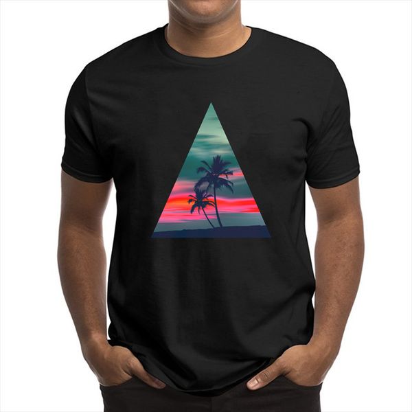 cotton palm trees and sunshine printed t-shirt, Black 
cotton palm trees and sunshine printed t-shirt, Black