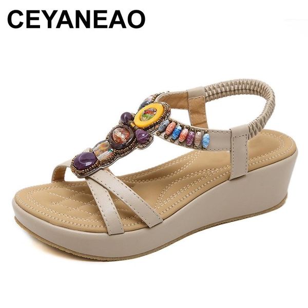 ceyaneao2020 new summer platform sandals casual elastic band solid ethnic string bead back strap wedges crystal women shoes, Black
ceyaneao2020 new summer platform sandals casual elastic band solid ethnic string bead back strap wedges crystal women shoes, Black