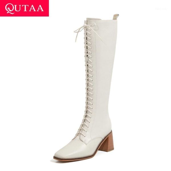 qutaa 2021 knee high women boots square toe lace up zipper women shoes cow leather autumn winter ladies long boots size 34-391, Black
qutaa 2021 knee high women boots square toe lace up zipper women shoes cow leather autumn winter ladies long boots size 34-391, Black