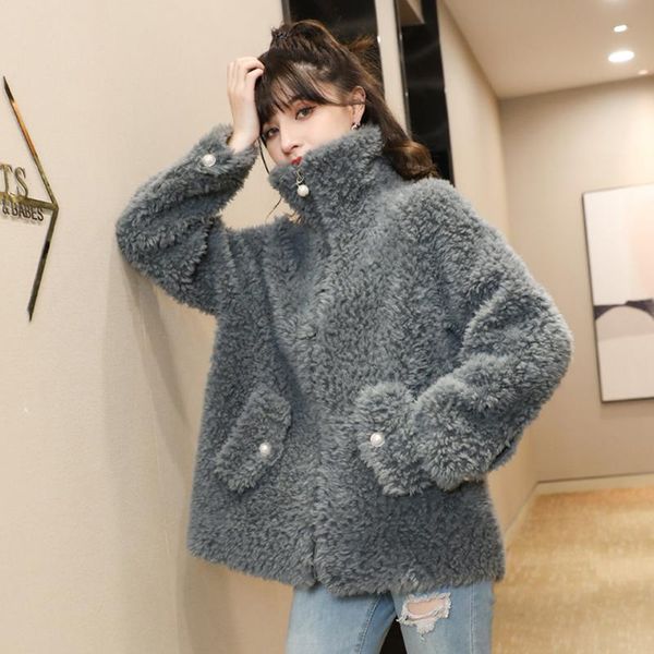composite fur women winter lamb wool coat female sheep wool fur 2021 new mid-length sheep shearing overcoat with zipper ksr884, Black
composite fur women winter lamb wool coat female sheep wool fur 2021 new mid-length sheep shearing overcoat with zipper ksr884, Black