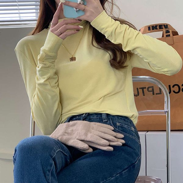 huang zheng's high collar solid color long sleeve t-shirt for women's 2021 spring korean version with built-in slim bottom shirt t, White
huang zheng's high collar solid color long sleeve t-shirt for women's 2021 spring korean version with built-in slim bottom shirt t, White