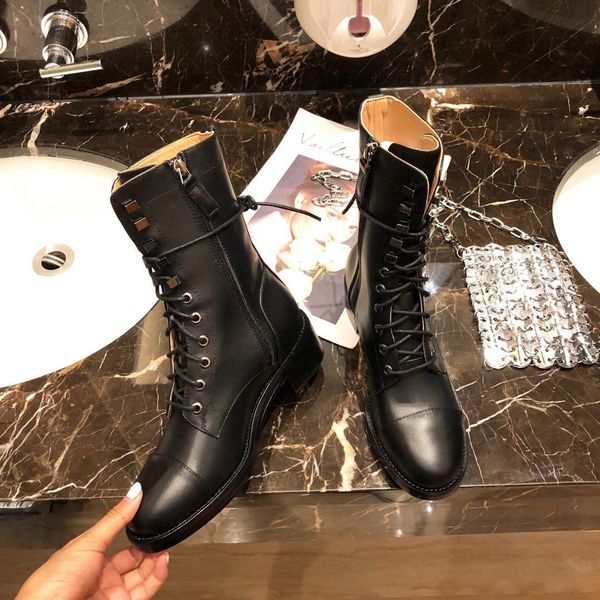 fashion short boots women's martin boots, flat bottomed british lace up leather mid boot, Black
fashion short boots women's martin boots, flat bottomed british lace up leather mid boot, Black