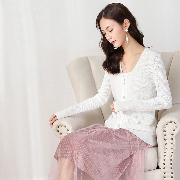 new versatile hollow jacquard ice silk blended yarn knitted v-neck slim cardigan for women spring and summer of1, White;black
new versatile hollow jacquard ice silk blended yarn knitted v-neck slim cardigan for women spring and summer of1, White;black