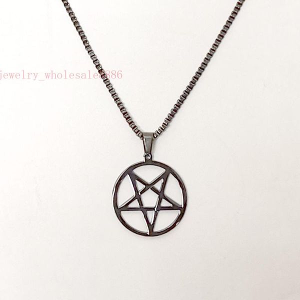 gnayy black stainless steel pagan wicca inverted star pentagram pendant necklace box chain 24 ''-32'' choose 2.4mm, Silver
gnayy black stainless steel pagan wicca inverted star pentagram pendant necklace box chain 24 ''-32'' choose 2.4mm, Silver