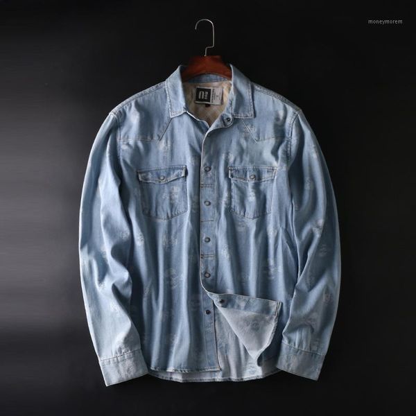 2018 new men's shirts casual skull print denim shirt men spring casual shirts oxford dress shirt camisa masculina size l-xxxl1, White;black
2018 new men's shirts casual skull print denim shirt men spring casual shirts oxford dress shirt camisa masculina size l-xxxl1, White;black