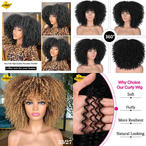hair synthetic wigs cosplay short hair afro kinky curly wigs with bangs for women african synthetic omber brown glueless cosplay high temper, Black
hair synthetic wigs cosplay short hair afro kinky curly wigs with bangs for women african synthetic omber brown glueless cosplay high temper, Black