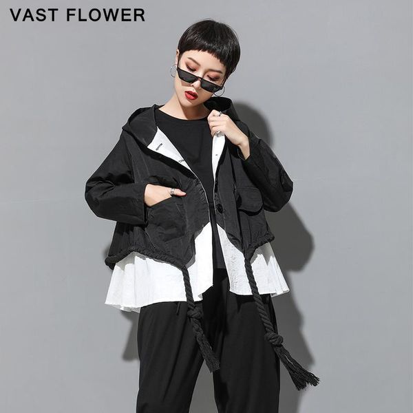 women's jackets 2021 spring autumn hooded women plus size long sleeve drawstring pocket fashion patchwork fake two pieces loose coats, Black;brown
women's jackets 2021 spring autumn hooded women plus size long sleeve drawstring pocket fashion patchwork fake two pieces loose coats, Black;brown