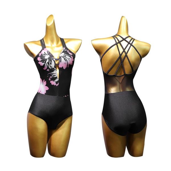 pole dance clothing print leotard for dance tights for dancing latin ballroom lingerie jumpsuit, Black;red