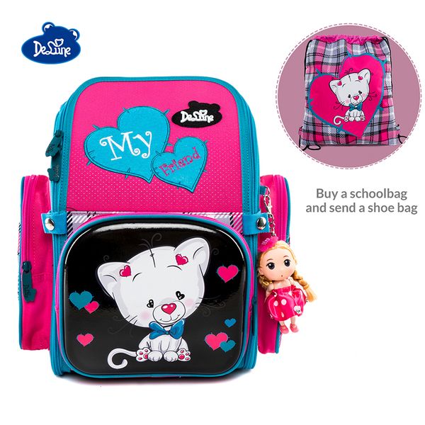 delune brand orthopedic primary school bag for children girls cute cat backpack shoes bag gift mochila infantil grade 1-3 y200706
delune brand orthopedic primary school bag for children girls cute cat backpack shoes bag gift mochila infantil grade 1-3 y200706
