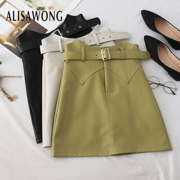 women slim high waist pu skirt new autumn with belt mini leather wrap skirts ladies clothing 201109, Black
women slim high waist pu skirt new autumn with belt mini leather wrap skirts ladies clothing 201109, Black