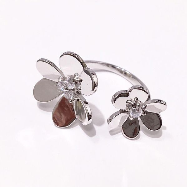 18k gold plated copper cz double three leaf flower rings for women 2019 selling new luxury fashion jewelry, Silver
18k gold plated copper cz double three leaf flower rings for women 2019 selling new luxury fashion jewelry, Silver
