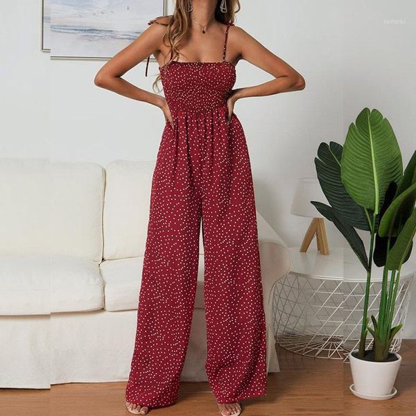 women polka dot high waist rompers boho yellow spaghetti strap wide leg pants female summer clothes ladies1, Black;white
women polka dot high waist rompers boho yellow spaghetti strap wide leg pants female summer clothes ladies1, Black;white