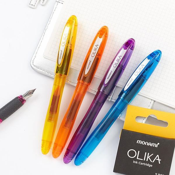 korean monami olika transparent candy color ink fountain pen set 0.5mm meduim fine nib school pvc plastic sign pen ink cartridge1
korean monami olika transparent candy color ink fountain pen set 0.5mm meduim fine nib school pvc plastic sign pen ink cartridge1