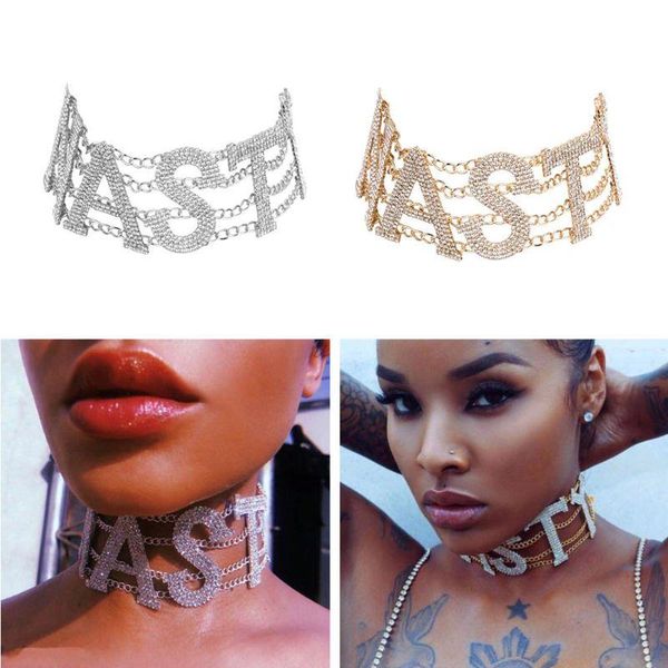 women big rhinestone letter choker necklace nasty statement necklaces jewelry, Golden;silver
women big rhinestone letter choker necklace nasty statement necklaces jewelry, Golden;silver