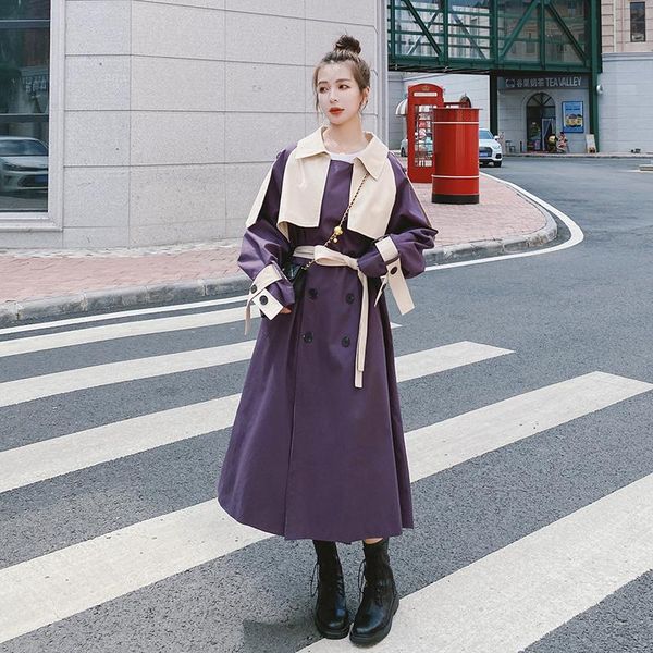 windbreaker female korean popular double-breasted 2020 spring autumn british loose casual over knee long trench women coat a58, Tan;black
windbreaker female korean popular double-breasted 2020 spring autumn british loose casual over knee long trench women coat a58, Tan;black