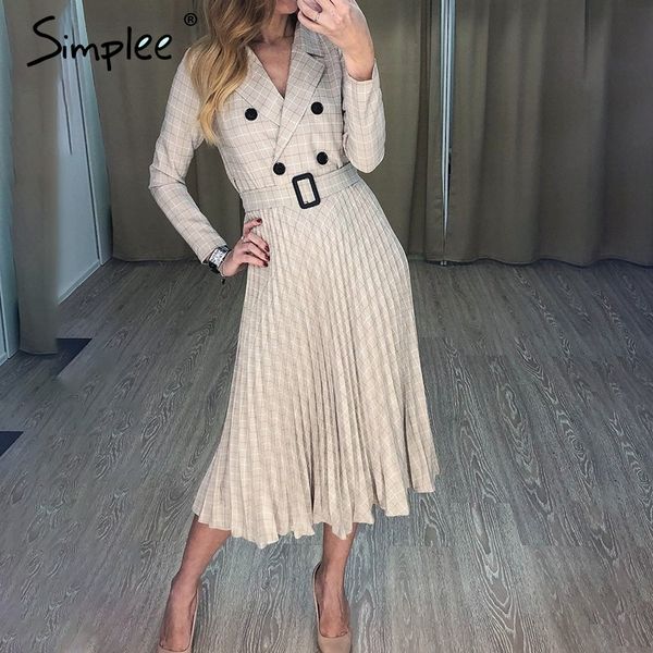 simplee vintage pleated belt plaid dress women elegant office ladies blazer dresses long sleeve female autumn midi party dress t200128, White;black
simplee vintage pleated belt plaid dress women elegant office ladies blazer dresses long sleeve female autumn midi party dress t200128, White;black