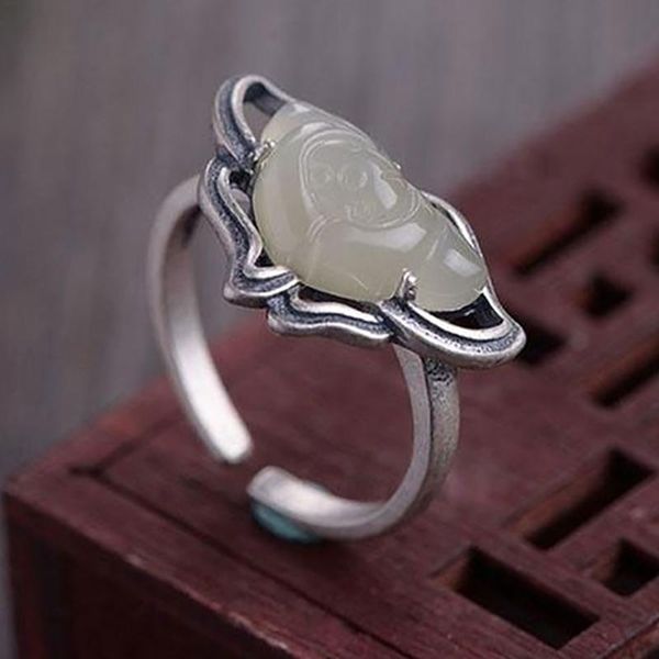 cluster rings silver vintage crafts style inlaid natural hetian chalcedony lotus women's opening adjustable ring, Golden;silver
cluster rings silver vintage crafts style inlaid natural hetian chalcedony lotus women's opening adjustable ring, Golden;silver