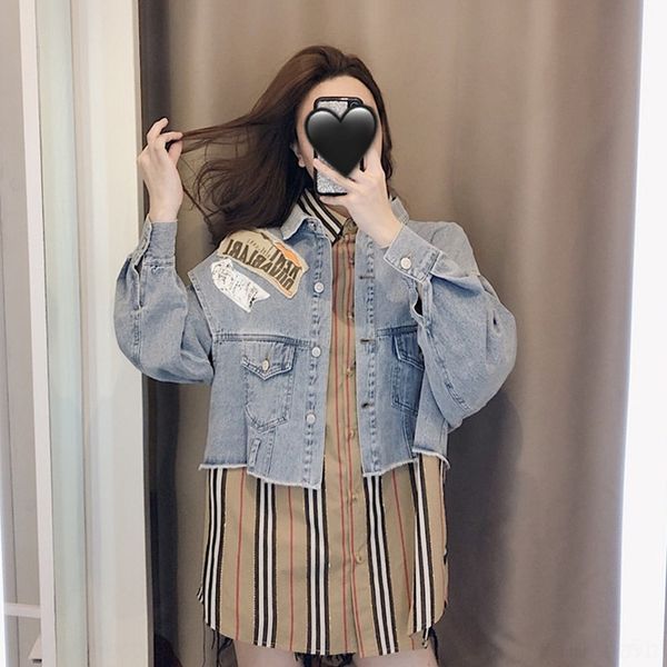 p56mt hong kong jmuc piece sleeve irregular stripe loose shirt women's new 2020 splicing denim two long set shirt jacket jacket autumn, Gray
p56mt hong kong jmuc piece sleeve irregular stripe loose shirt women's new 2020 splicing denim two long set shirt jacket jacket autumn, Gray