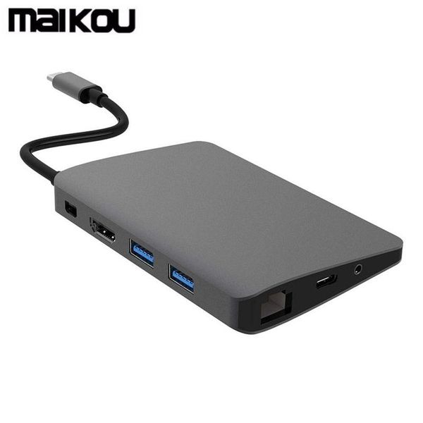 maikou usb hub, 9-in-1 aluminum multi-port hub adapter dongle with mini displayport port, ethernet, 4k hdmi 3.5mm aux
maikou usb hub, 9-in-1 aluminum multi-port hub adapter dongle with mini displayport port, ethernet, 4k hdmi 3.5mm aux