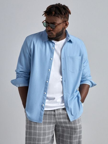 extended sizes men solid patched pocket shirt j90z#, White;black
extended sizes men solid patched pocket shirt j90z#, White;black