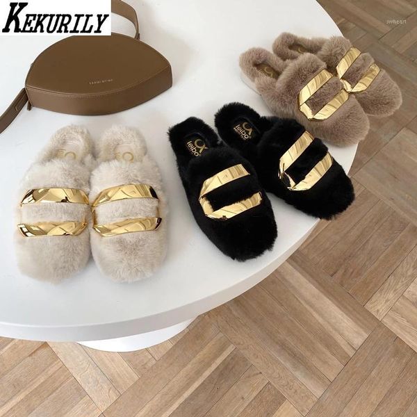 slippers fur women low heels mules metal decoration round toe shoes furry slides loafers autumn winter sandalias mujer1, Black
slippers fur women low heels mules metal decoration round toe shoes furry slides loafers autumn winter sandalias mujer1, Black