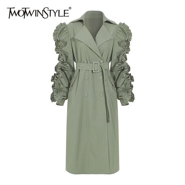twotwinstyle patchwork ruffle ruched casual windbreaker for women lapel long sleeve high waist sashes black trench female 201211, Tan;black
twotwinstyle patchwork ruffle ruched casual windbreaker for women lapel long sleeve high waist sashes black trench female 201211, Tan;black