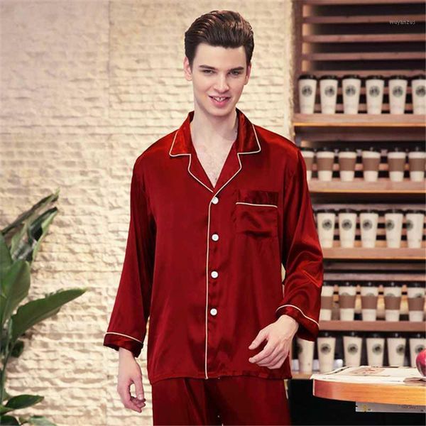 men's pajamas rayon solid color pajamas long sleeve pants wine red wedding home wear set simple style pijamas1, Black;brown
men's pajamas rayon solid color pajamas long sleeve pants wine red wedding home wear set simple style pijamas1, Black;brown