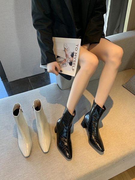 white ankle boots shoes boots-women booties ladies luxury designer platform zipper low pointy 2020 autumn fashion med, Black
white ankle boots shoes boots-women booties ladies luxury designer platform zipper low pointy 2020 autumn fashion med, Black