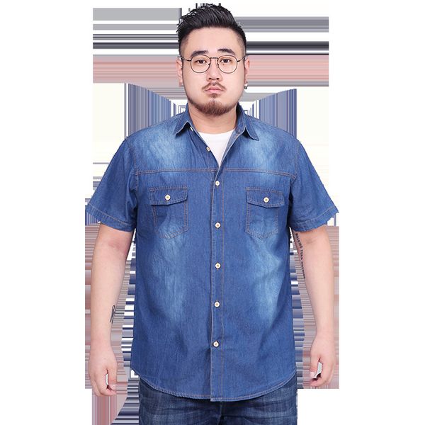 2021 new asian size -5xl 6xl 7xl 8xl 100% denim cotton shirt for man short sleeves style summer fashion clothes pd2p, White;black 
2021 new asian size -5xl 6xl 7xl 8xl 100% denim cotton shirt for man short sleeves style summer fashion clothes pd2p, White;black