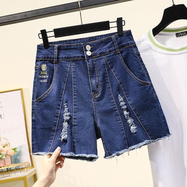 new large size embroidery with hole women's jeans short high waist stretch ripped patchwork wide leg short pants roughedge mujer, Blue
new large size embroidery with hole women's jeans short high waist stretch ripped patchwork wide leg short pants roughedge mujer, Blue