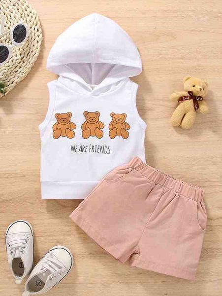 baby bear & slogan graphic hooded tee & shorts she, Blue
baby bear & slogan graphic hooded tee & shorts she, Blue