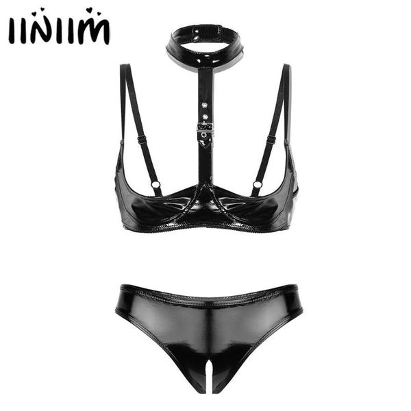 bras sets womens wet look leather apparel costumes lingerie exotic set open cups shelf bra with crotch high cut briefs panties, Red;black
bras sets womens wet look leather apparel costumes lingerie exotic set open cups shelf bra with crotch high cut briefs panties, Red;black