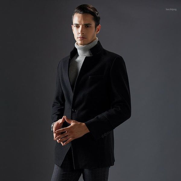 new long thick warm mens wool winter coat jackets fashion stand collar overcoat for man1, Black
new long thick warm mens wool winter coat jackets fashion stand collar overcoat for man1, Black