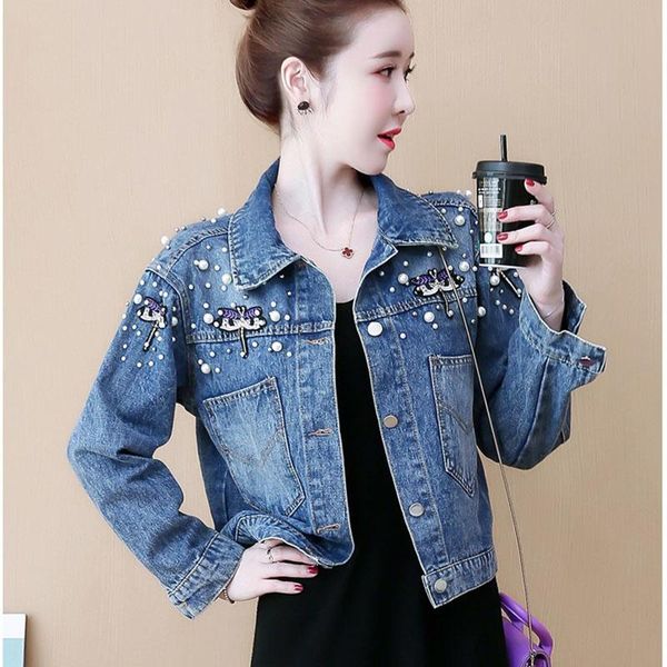 women's jackets plus size 4xl5xl women denim coat spring and autumn jacket loose vintage beaded jeans overcoat short female j204, Black;brown
women's jackets plus size 4xl5xl women denim coat spring and autumn jacket loose vintage beaded jeans overcoat short female j204, Black;brown