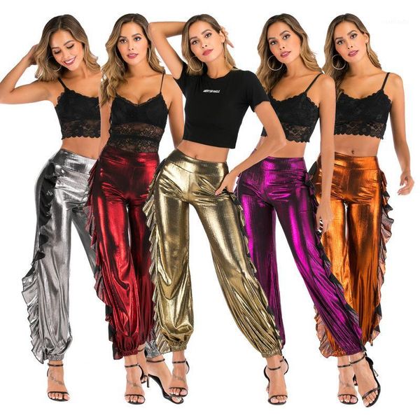 women high waist pants high waist metallic shiny casual holographic color vintage pants elastic hip hop f3391, Black;white
women high waist pants high waist metallic shiny casual holographic color vintage pants elastic hip hop f3391, Black;white