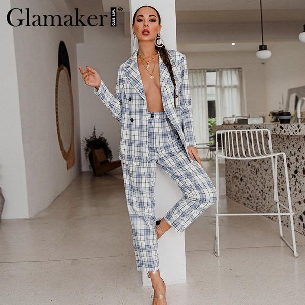 women's two piece pants glamaker plaid printed blazer and office ladies sets elegant 2 suit pocket chic winter autumn suits women 2021, White
women's two piece pants glamaker plaid printed blazer and office ladies sets elegant 2 suit pocket chic winter autumn suits women 2021, White