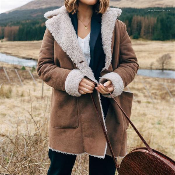 solid color slim women clothing fleece winter coat womens designer long sleeve lapel neck single breasted outerwear, Black
solid color slim women clothing fleece winter coat womens designer long sleeve lapel neck single breasted outerwear, Black