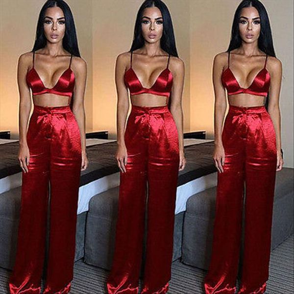 fashion women sleeveless spaghetti strap backless short camis and loose high waist wide leg long pants palazzo trousers, Gray
fashion women sleeveless spaghetti strap backless short camis and loose high waist wide leg long pants palazzo trousers, Gray