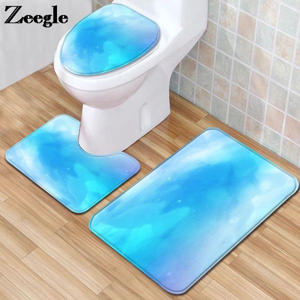 bath mat in the bathroom toilet seat cushion homedecoration gradient style carpet set antislip absorbent foot rug set